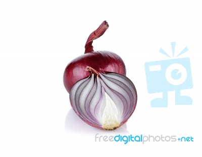 Red Onion Isolated On The White Background Stock Photo