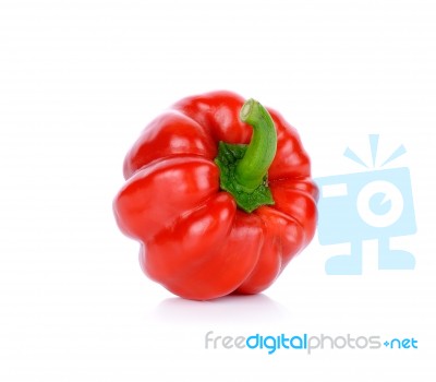 Red Paprika Isolated On The White Background Stock Photo