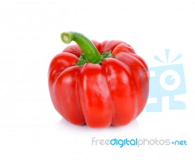 Red Paprika Isolated On The White Background Stock Photo