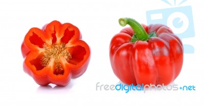 Red Paprika Isolated On The White Background Stock Photo