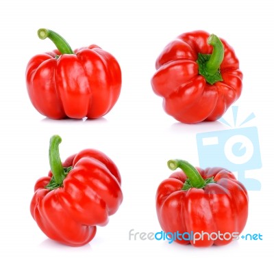 Red Paprika Isolated On The White Background Stock Photo