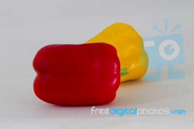 Red Pepper And Yellow Pepper Stock Photo