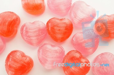 Red, Pink Heart Candies Stock Photo