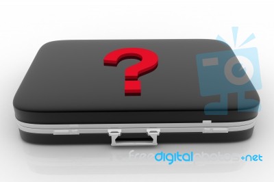 Red Question Mark On A Black  Suitcase Stock Image