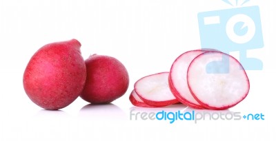 Red Radish Isolated On A White Background Stock Photo