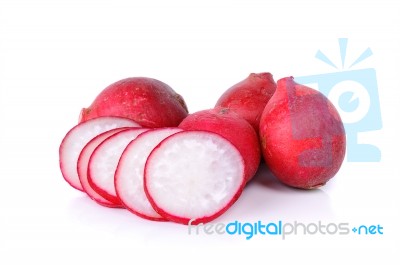 Red Radish Isolated On A White Background Stock Photo