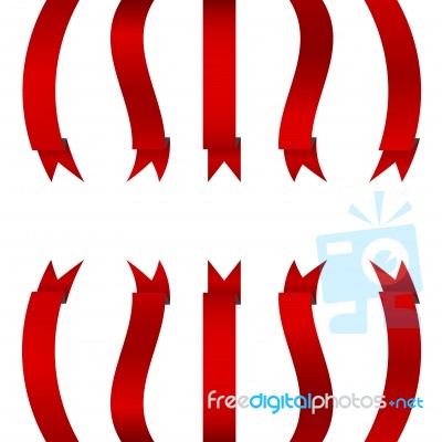 Red Ribbon Vertical Banner Set Stock Image