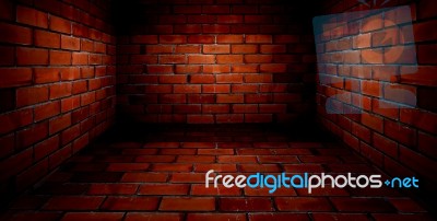 Red Room With Brick Wall Stock Photo