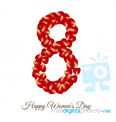 Red Rose Petals For International Women Day Card Stock Image