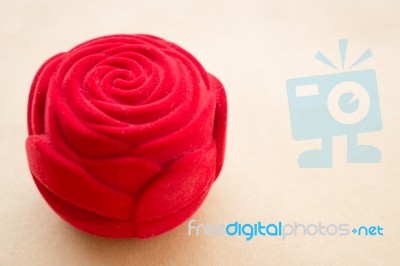 Red Rose Velvet Of Ring Box Stock Photo