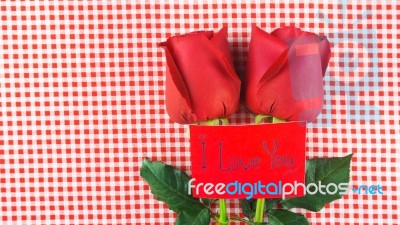 Red Rose With Message Card Image Of Valentines Day Stock Photo