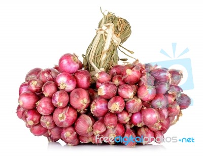 Red Shallot Isolated On The White Background Stock Photo