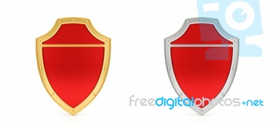 Red Shield Isolated Stock Image