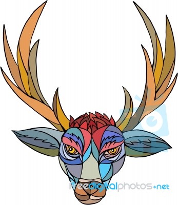 Red Stag Deer Head Mosaic Stock Image