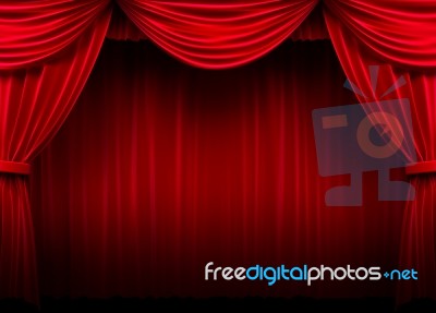 Red Stage Curtain Stock Image