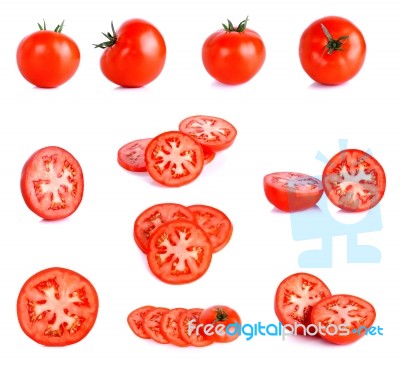 Red Tomato Isolated On The White Background Stock Photo