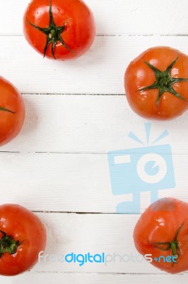 Red Tomatoes Fruits Isolated On White Stock Photo