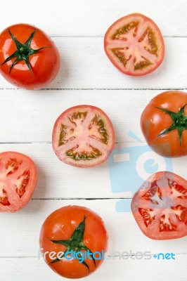 Red Tomatoes Fruits Isolated On White Stock Photo