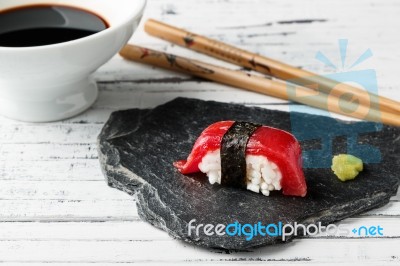 Red Tuna Nigiri Stock Photo