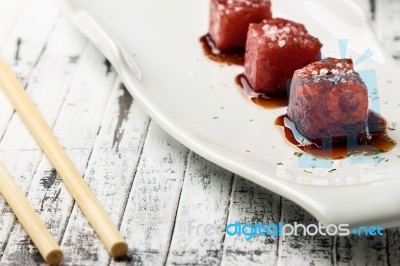 Red Tuna Sashimi Stock Photo