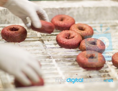 Red Velvet Cake Donuts Stock Photo