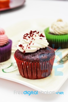 Red Velvet Cupcake Stock Photo