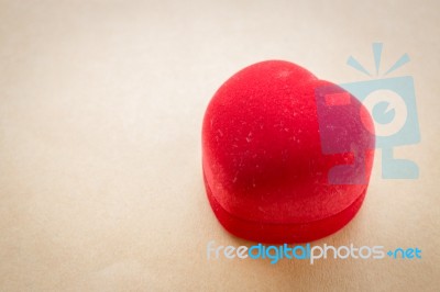 Red Velvet Heart Of Ring Box Stock Photo