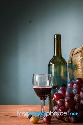 Red Wine Grapes On A  Table Stock Photo