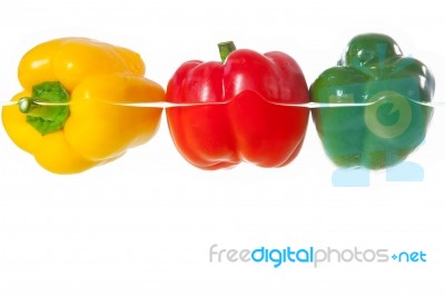 Red, Yellow And Green Pepper Stock Photo