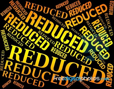 Reduced Word Indicates Promo Discounts And Bargains Stock Image