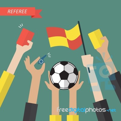 Referee Hand Holding A Soccer Icons Stock Image