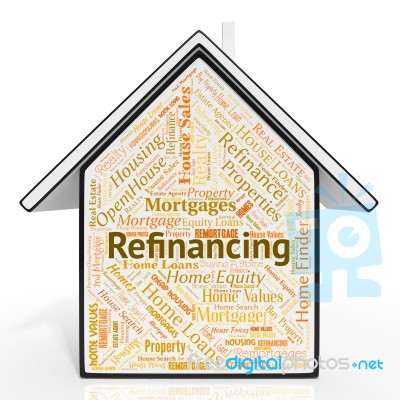 Refinancing House Shows Residential Financial And Mortgage Stock Image