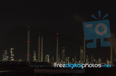 Refinery Plant At Dusk Stock Photo