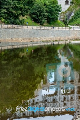 Reflection Of The State Castle And Chateau Complex Of Cesky Krum… Stock Photo