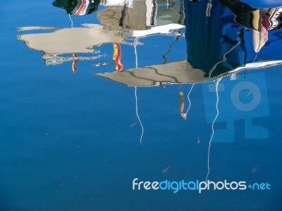 Reflections Of Boats In The Marina At Marbella Stock Photo