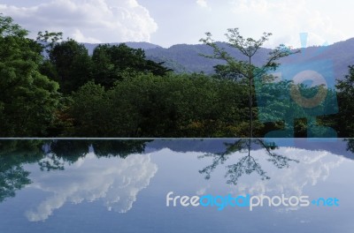 Reflections On The Infinity Pool Stock Photo