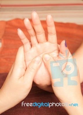 Reflexology Hand Massage, Spa Hand Treatment,thailand Stock Photo