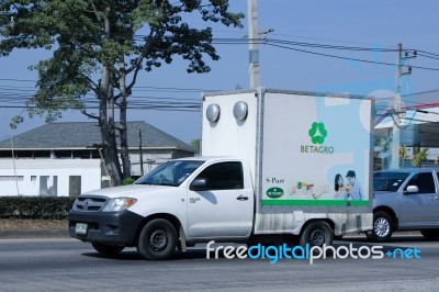 Refrigerated Container Pickup Truck Stock Photo