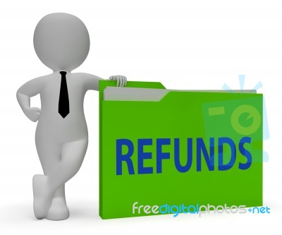 Refunds Folder Means Money Back And Administration 3d Rendering Stock Image