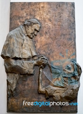 Reiief Sculpture Of Pope John Paul Ii In The Frauenkirche In Mun… Stock Photo