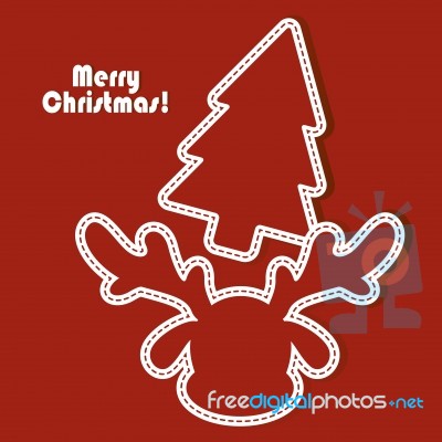 Reindeer And Christmas Tree Stock Image