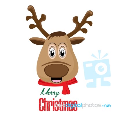 Reindeer Of Merry Christmas Isolated On White Background Stock Image