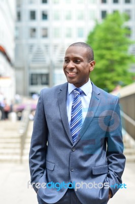 Relaxed Businessman At Outdoors Stock Photo