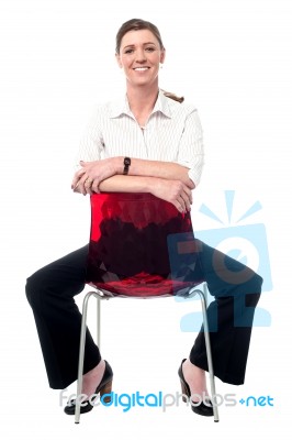 Relaxed Middle Aged Business Woman Stock Photo