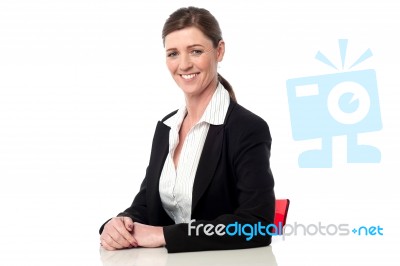 Relaxed Smiling Corporate Woman Stock Photo