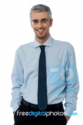 Relaxed Young Smiling Business Man Stock Photo