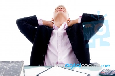 Relaxing Businessman At Work Stock Photo