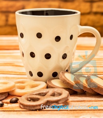 Relaxing Coffee Cookies Indicates Snack Cracker And Crackers Stock Photo