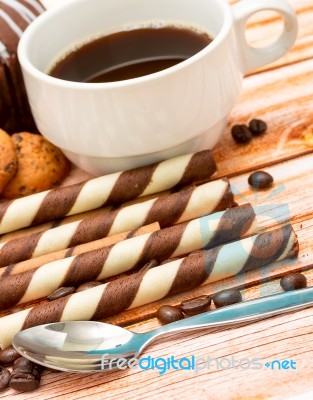 Relaxing Coffee Cookies Represents Decaf Delicious And Barista Stock Photo