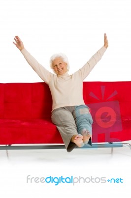 Relaxing Elder Woman Stock Photo